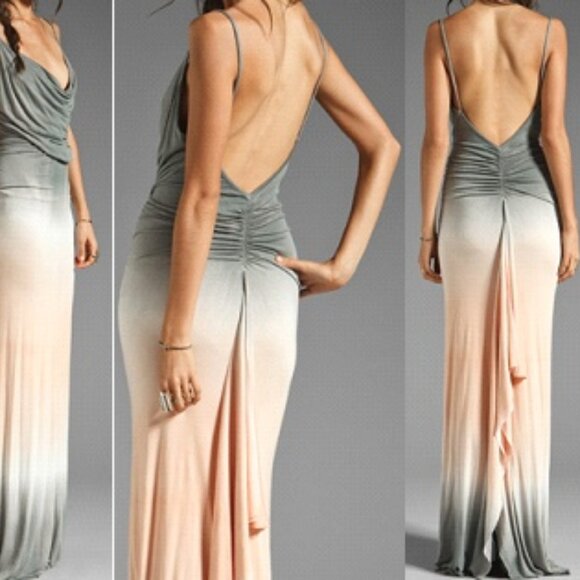 NWT Young Fabulous Broke XS Lavina Dress Long Grey Mermaid Sexy Goddess Backless - Picture 3 of 14